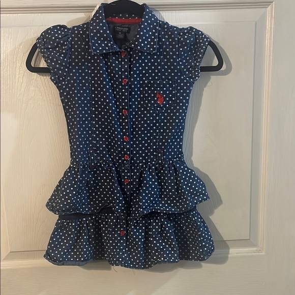 U.S. Polo Assn. Navy Polka Dot Kids Button Down Shirt - Picture 1 of 7
